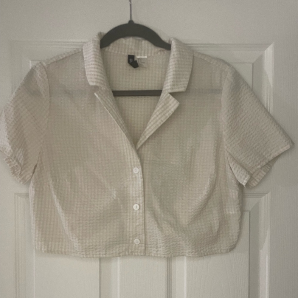 H&M Cropped Cotton Blend Shirt